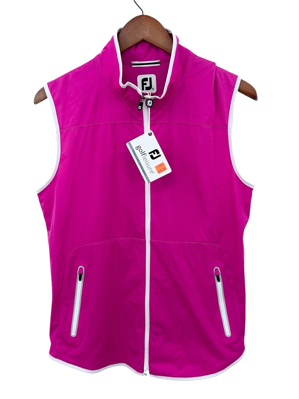FOOTJOY FJ Lightweight Softshell Golf Vest Zip Berry Pink and White